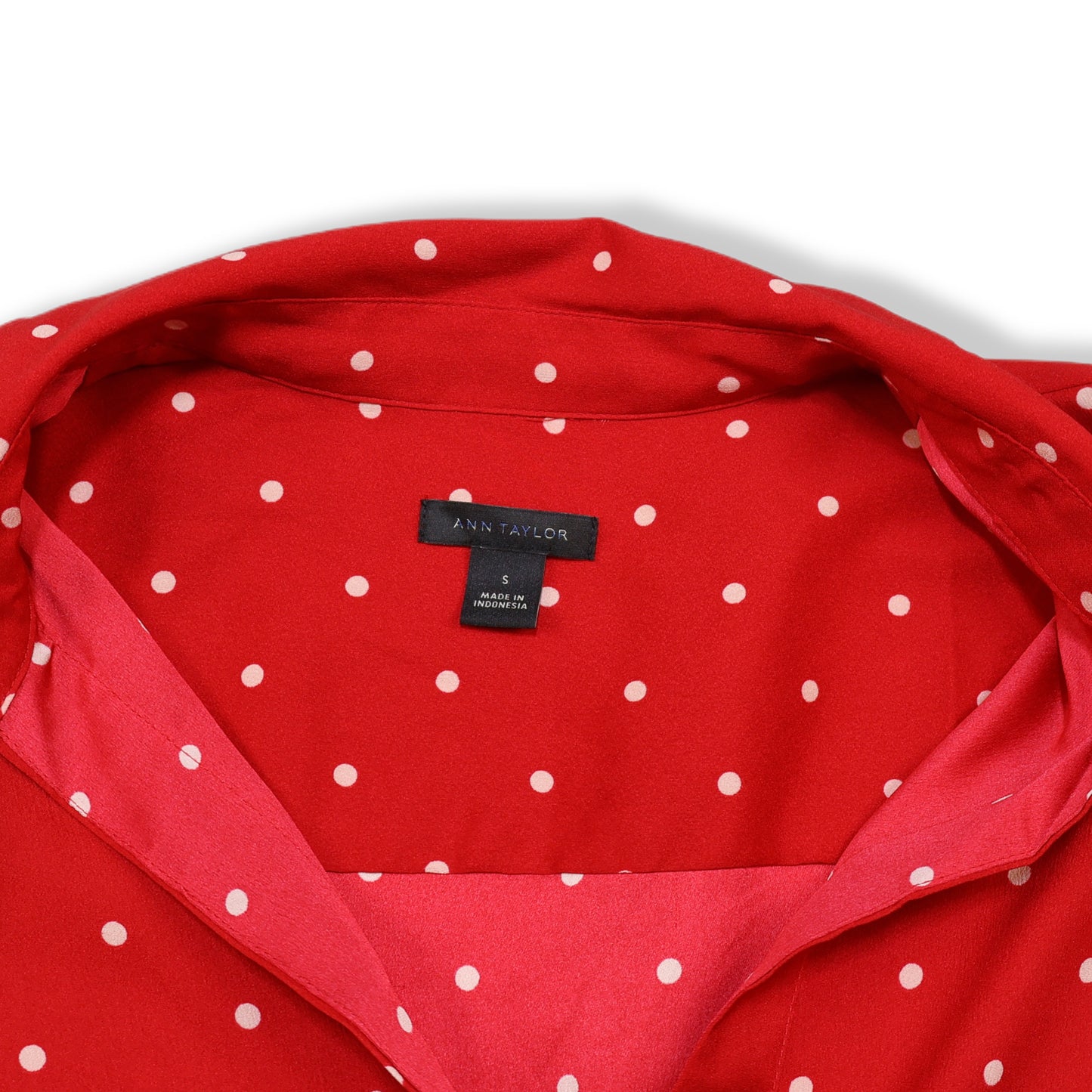 CAMISA MANGA LARGA ROJA CON LUNARES BLANCOS | ANN TAYLOR | TALLA S
