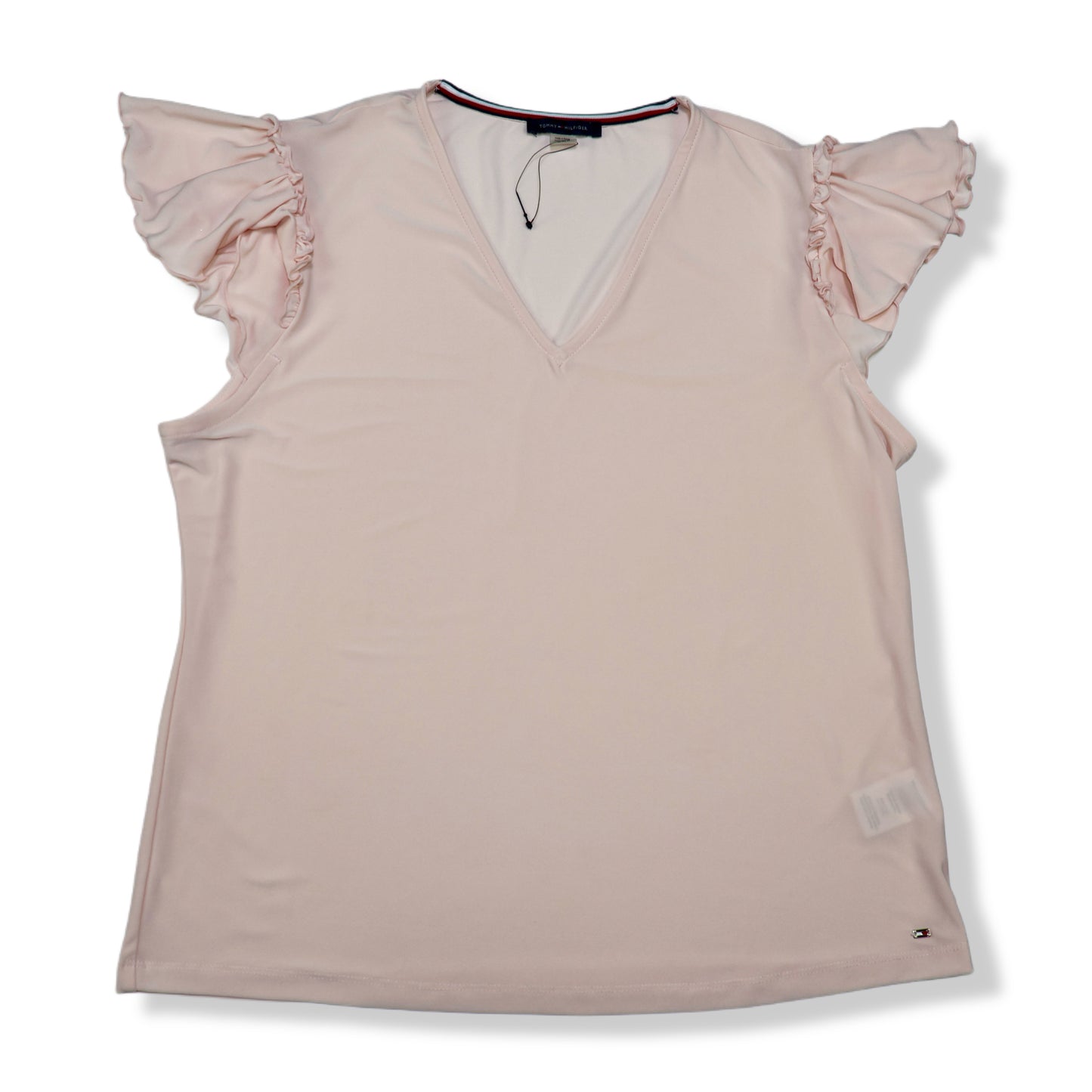 TOP CON ESCOTE EN V Y MANGAS CON VOLANTES | TOMMY HILFIGER | TALLA L
