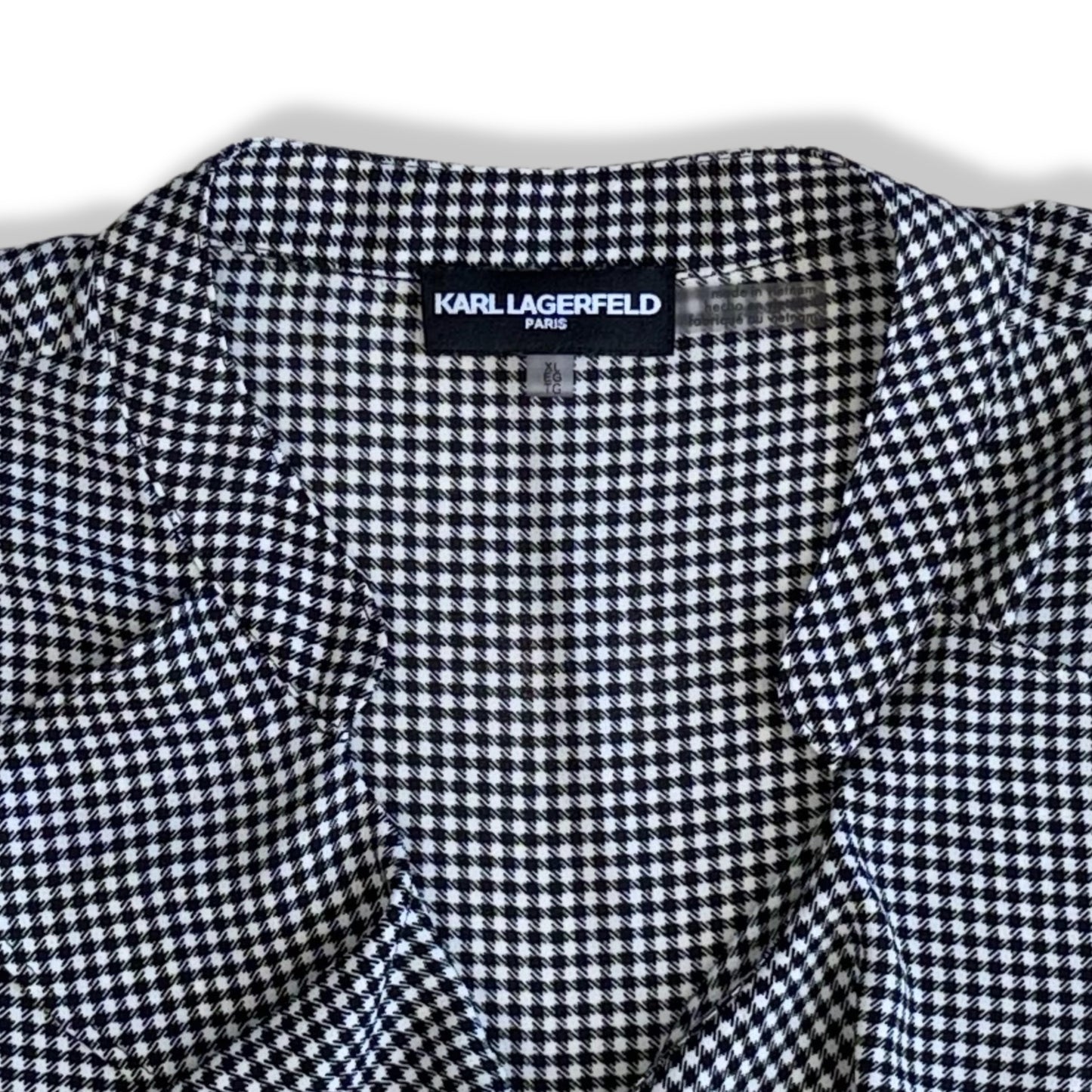 BLUSA HOUNDSTOOTH CON VOLANTES FRONTALES | KARL LAGERFELD | TALLA XL