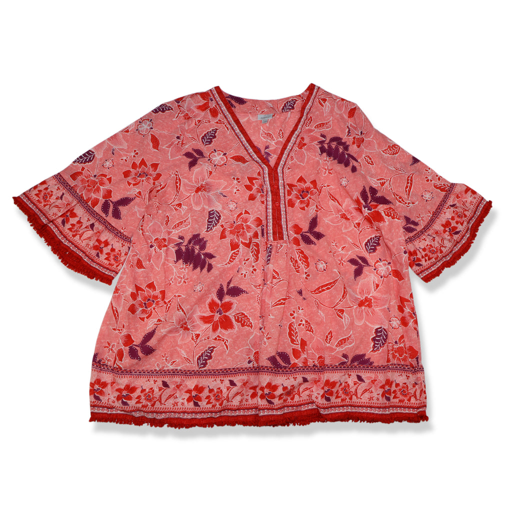 BLUSA CORAL CON ESTAMPADO FLORAL | AVENUE | TALLA 3X