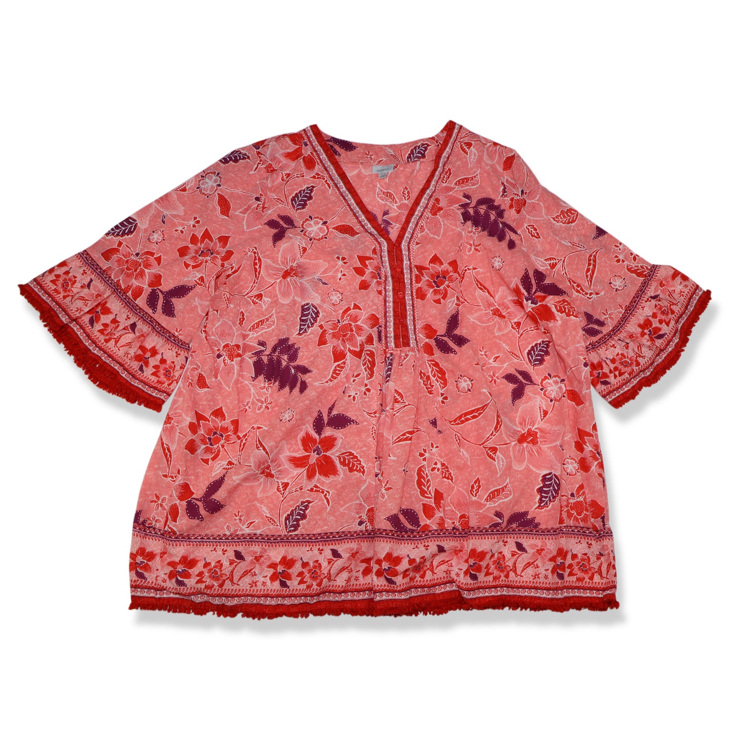BLUSA CORAL CON ESTAMPADO FLORAL | AVENUE | TALLA 3X