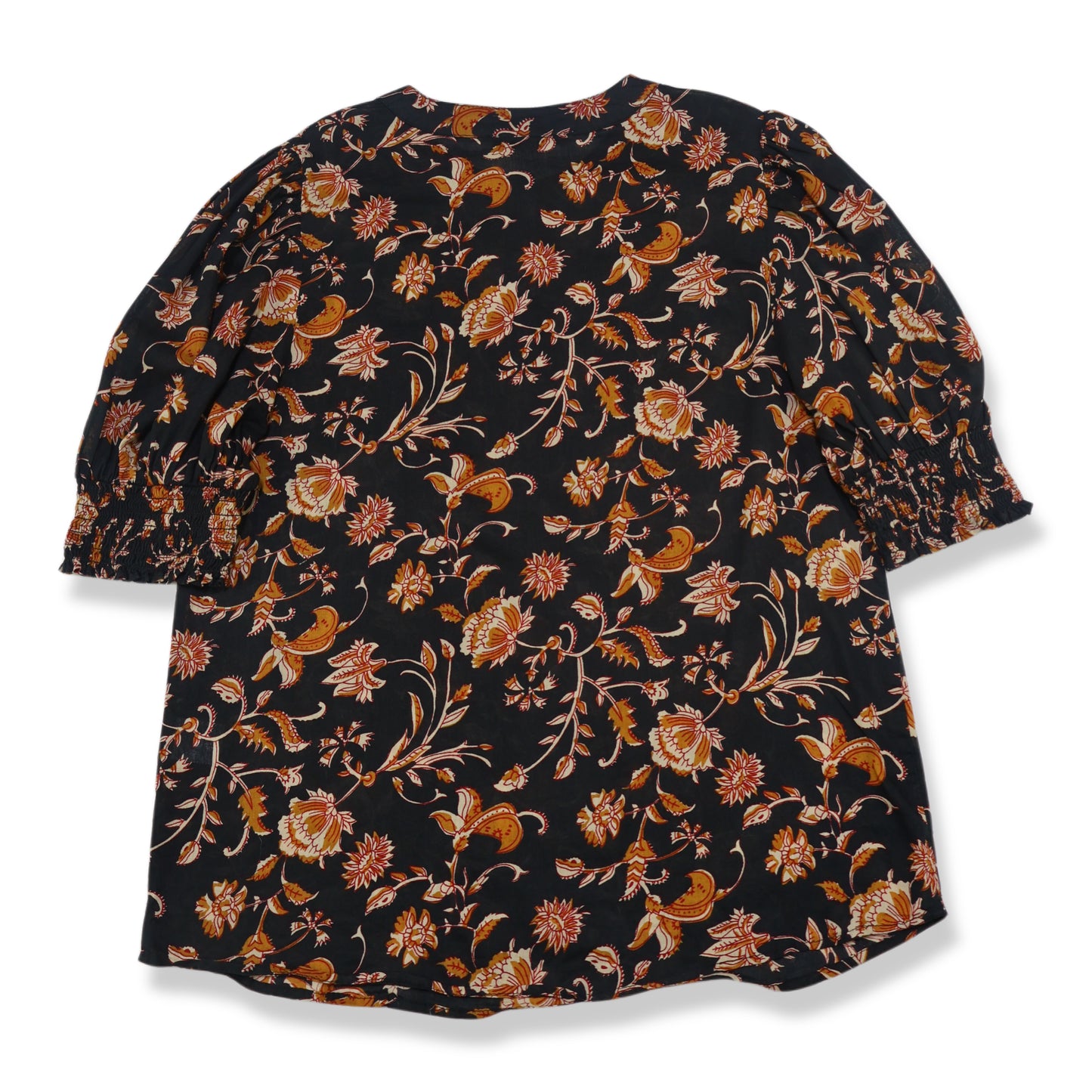 BLUSA NEGRA FLORAL DE ALGODÓN ORGÁNICO | SAISON DE LA FLEUR | TALLA XS