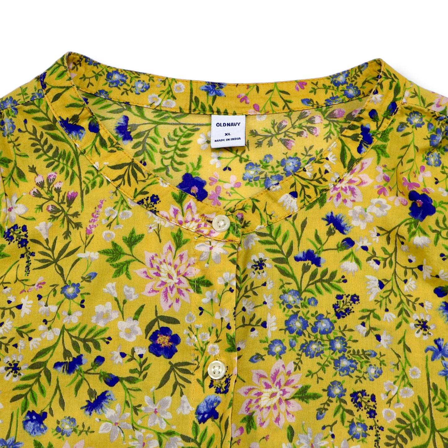 BLUSA AMARILLA CON ESTAMPADO FLORAL DE MANGAS LARGAS | OLD NAVY | TALLA XL