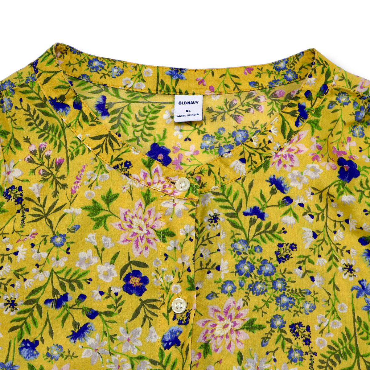 BLUSA AMARILLA CON ESTAMPADO FLORAL DE MANGAS LARGAS | OLD NAVY | TALLA XL