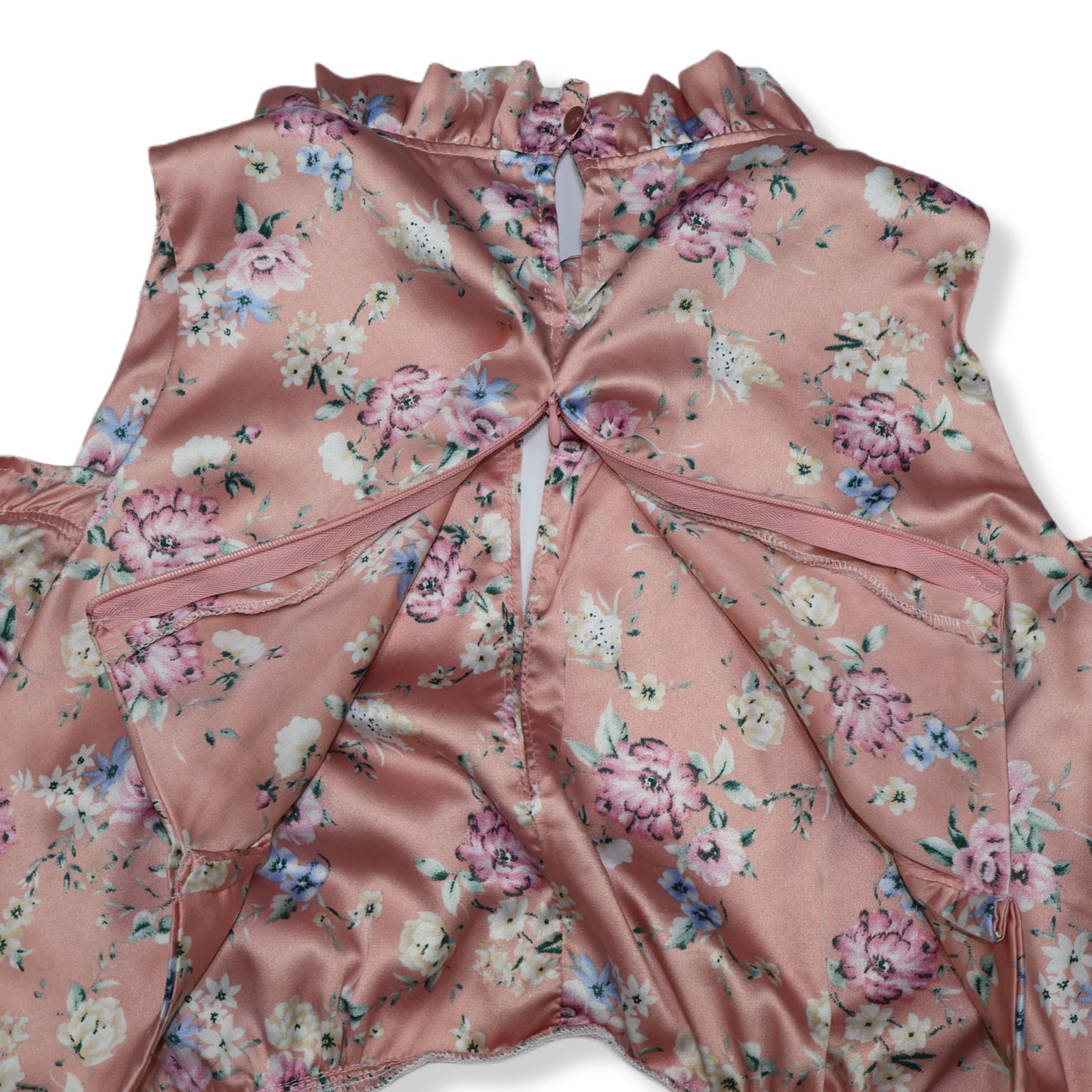 VESTIDO CORTO SATINADO CON ESTAMPADO FLORAL | TALLA L