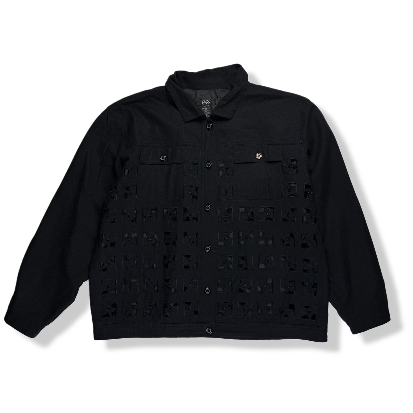 CHAQUETA NEGRA CON DETALLES DE AGUJEROS | EVR | TALLA XL