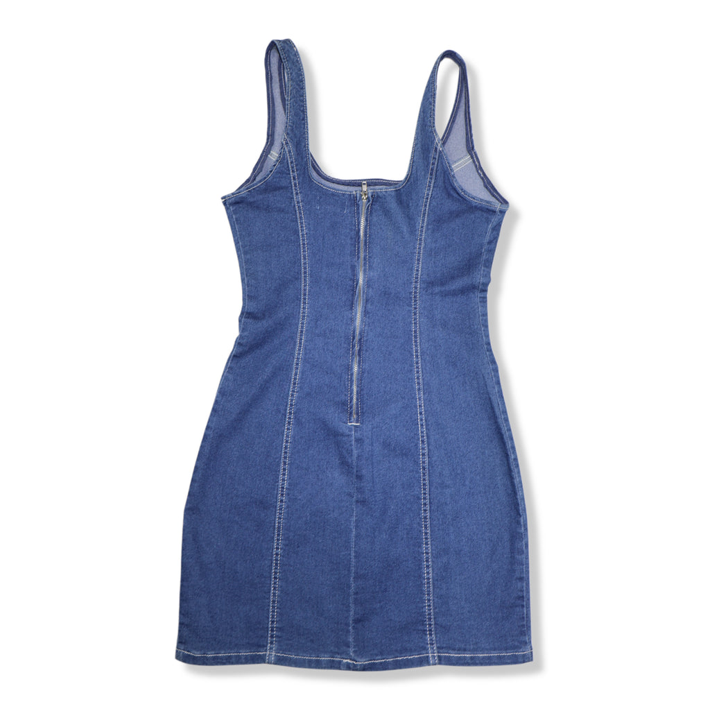 VESTIDO MINI DENIM SIN MANGAS | FOREVER 21 | TALLA M