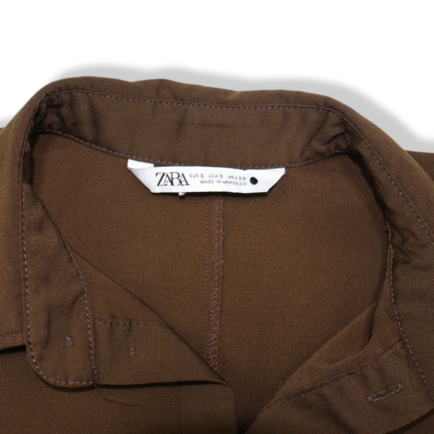 CAMISA MANGA LARGA MARRÓN | ZARA | TALLA S (OVERSIZE)
