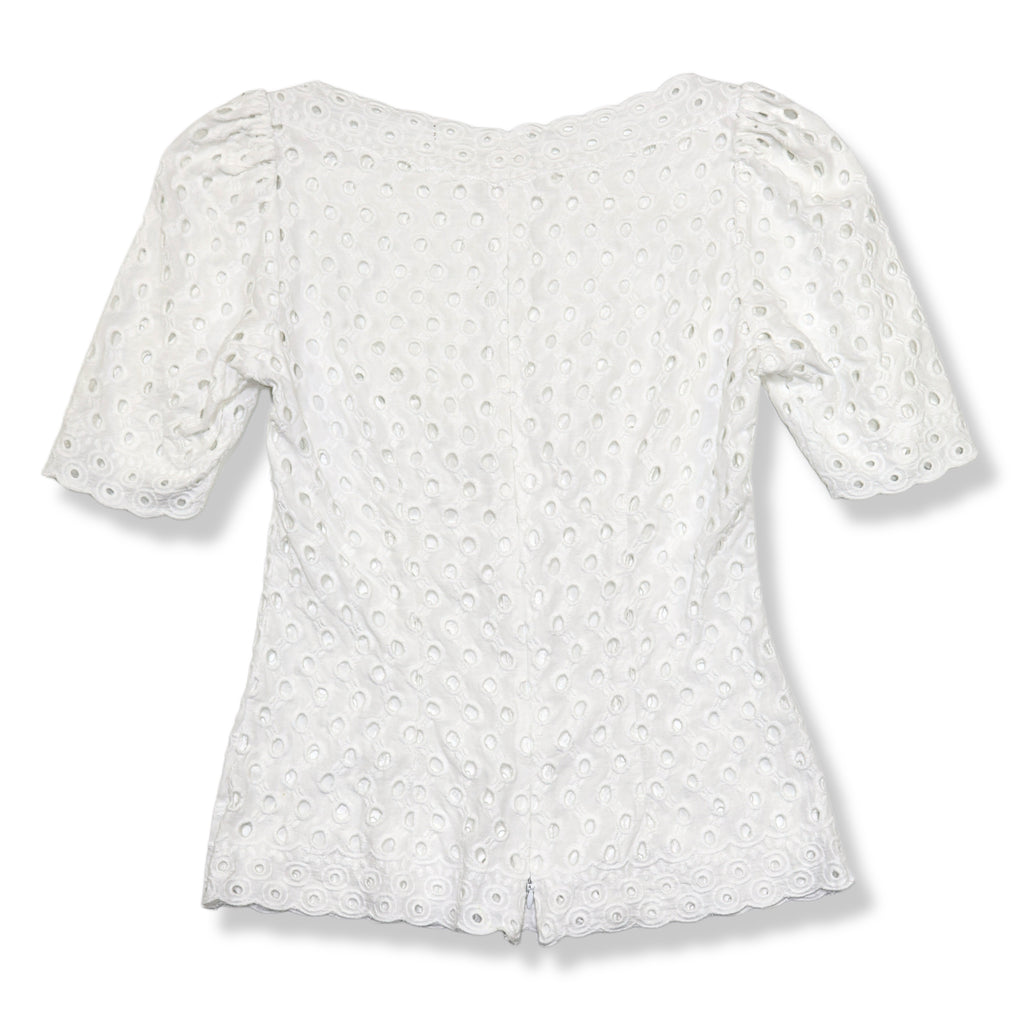 BLUSA BLANCA TIPO EYELET | TALLA S