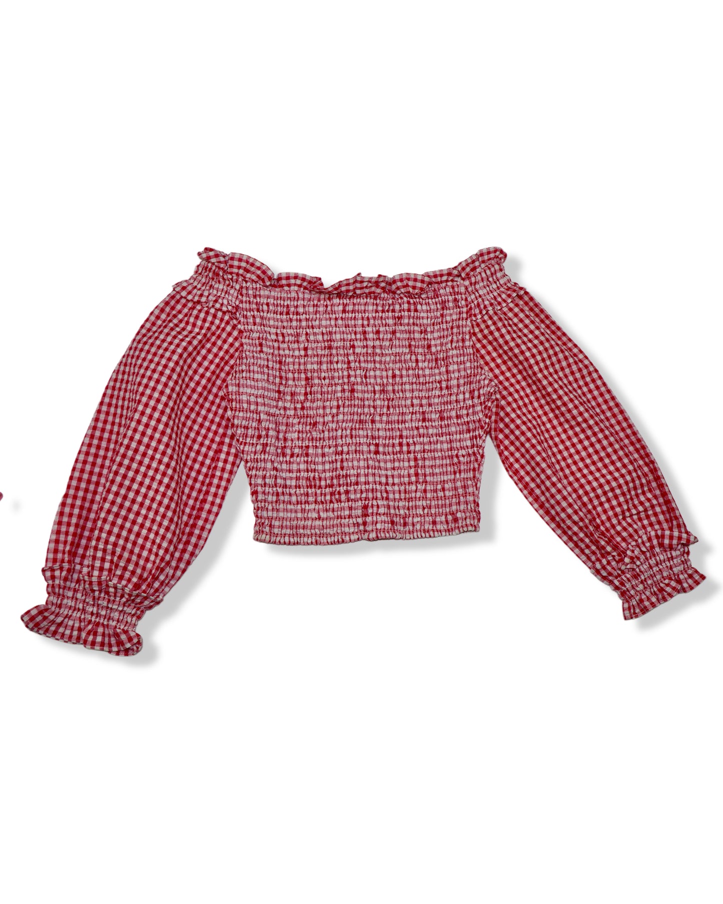 TOP FRUNCIDO DE CUADROS VICHY ROSADO Y BLANCO | ZARA | TALLA S