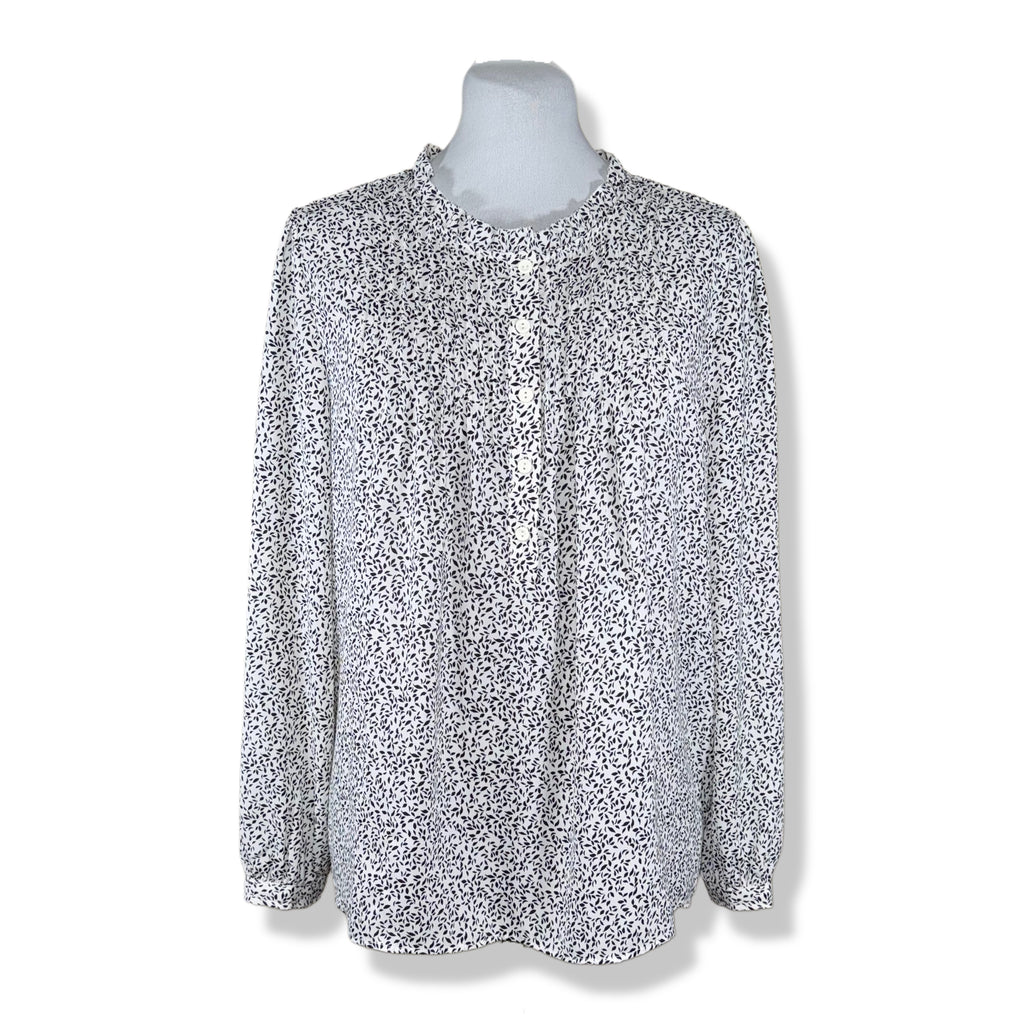BLUSA ESTAMPADA BLANCO Y NEGRO BOTONES FRONTALES | ADRIANNA PAPELL | TALLA M