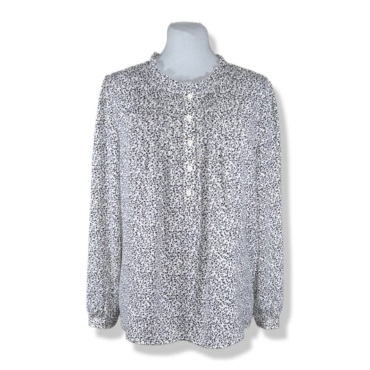 BLUSA ESTAMPADA BLANCO Y NEGRO BOTONES FRONTALES | ADRIANNA PAPELL | TALLA M
