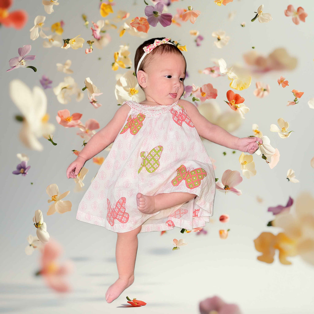 VESTIDO CON MARIPOSAS PARA BEBÉ | ALMIRAH NYC | TALLA 9-12 MESES