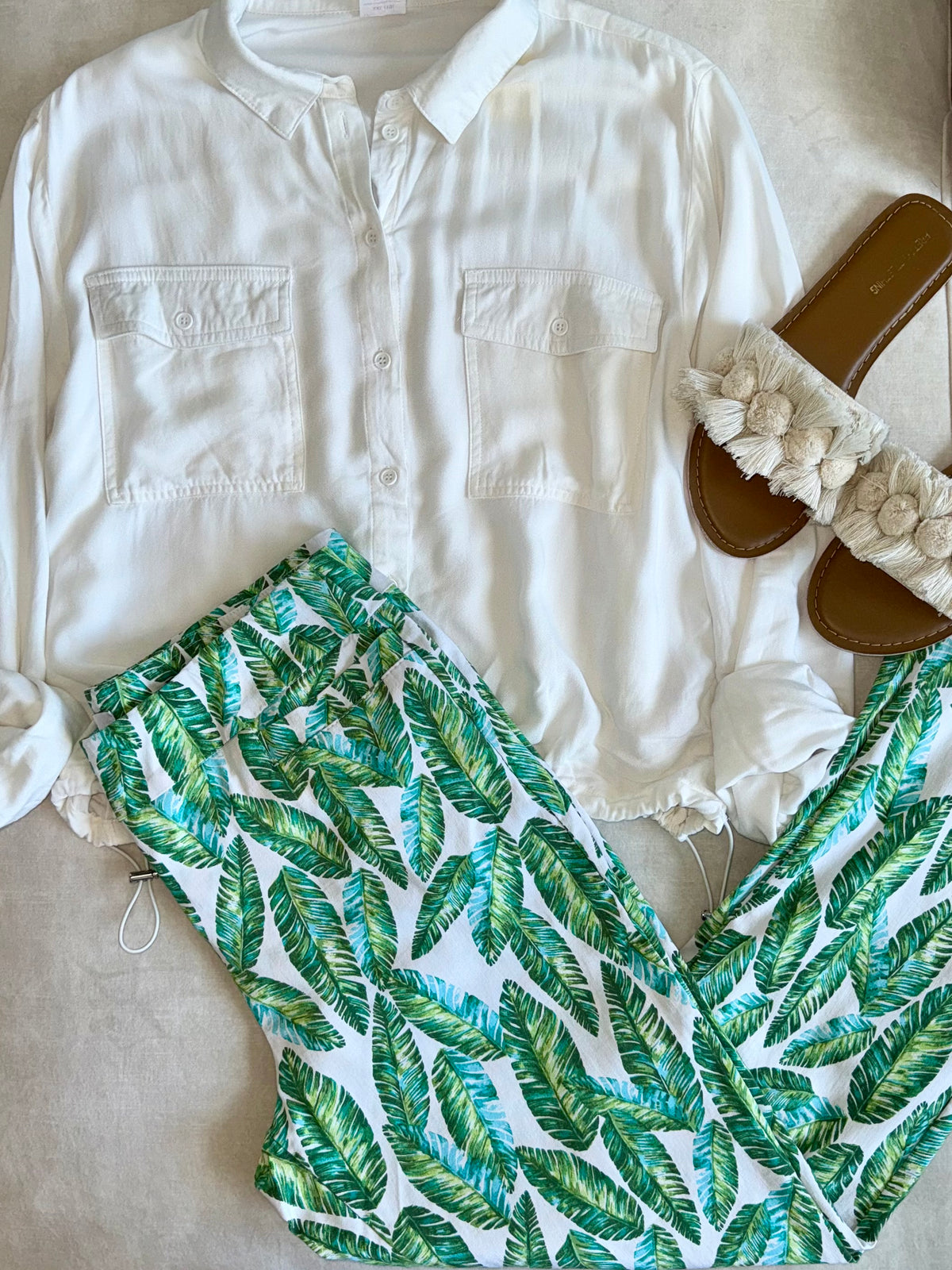 PANTALÓN CON ESTAMPADO TROPICAL | KIM ROGERS | TALLA 16 (XL)