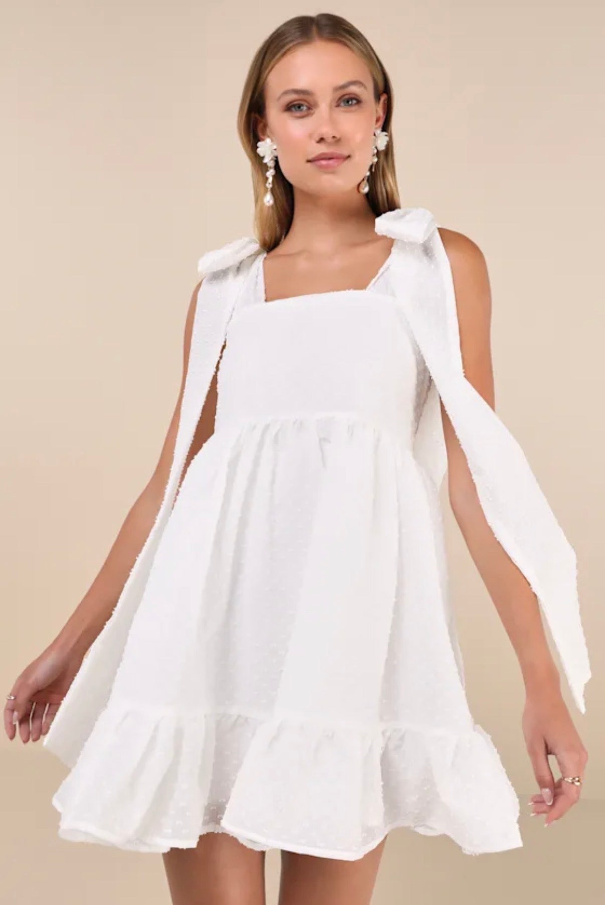 VESTIDO MINI BLANCO CON LAZOS | SISTER JANE | TALLA S