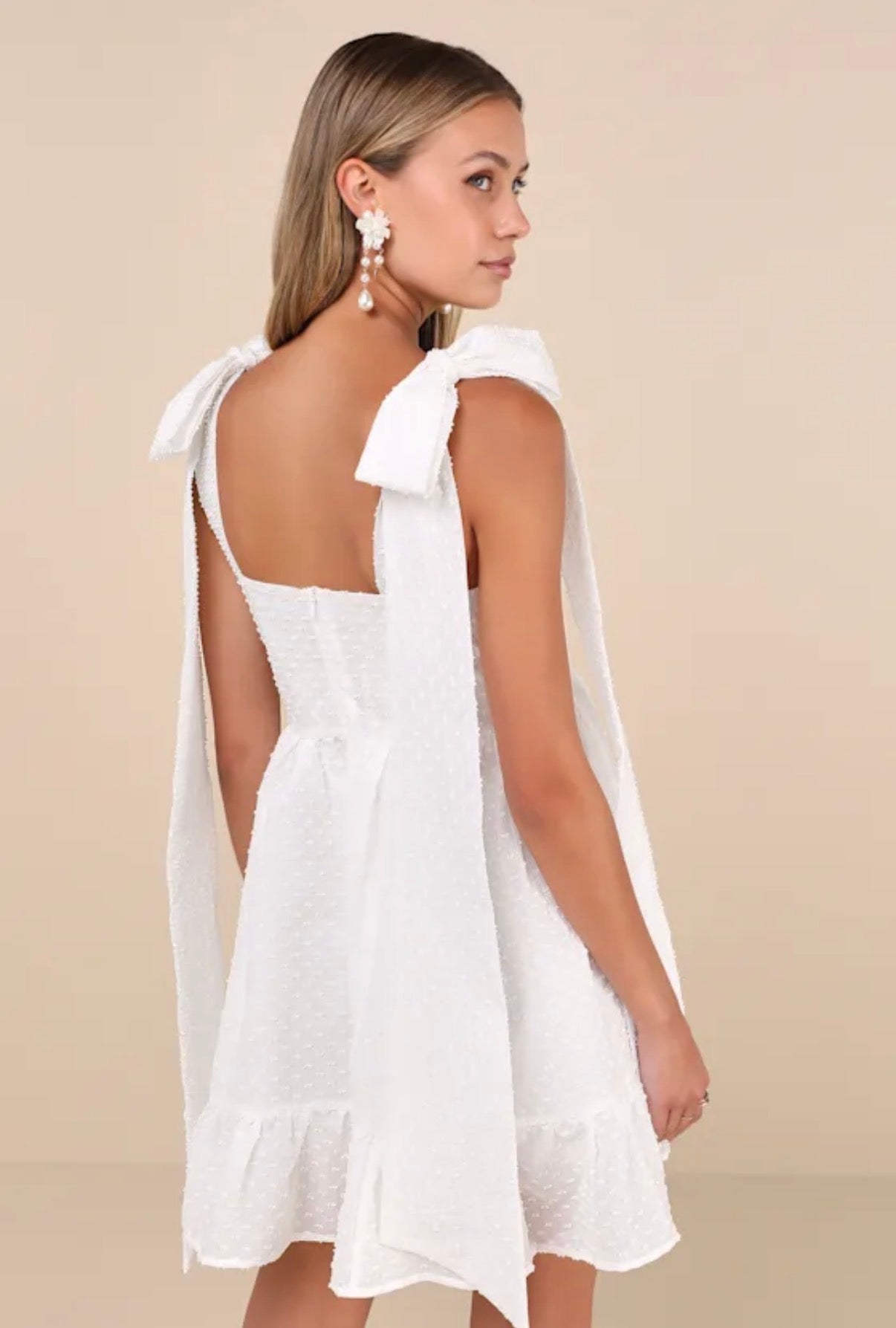 VESTIDO MINI BLANCO CON LAZOS | SISTER JANE | TALLA S