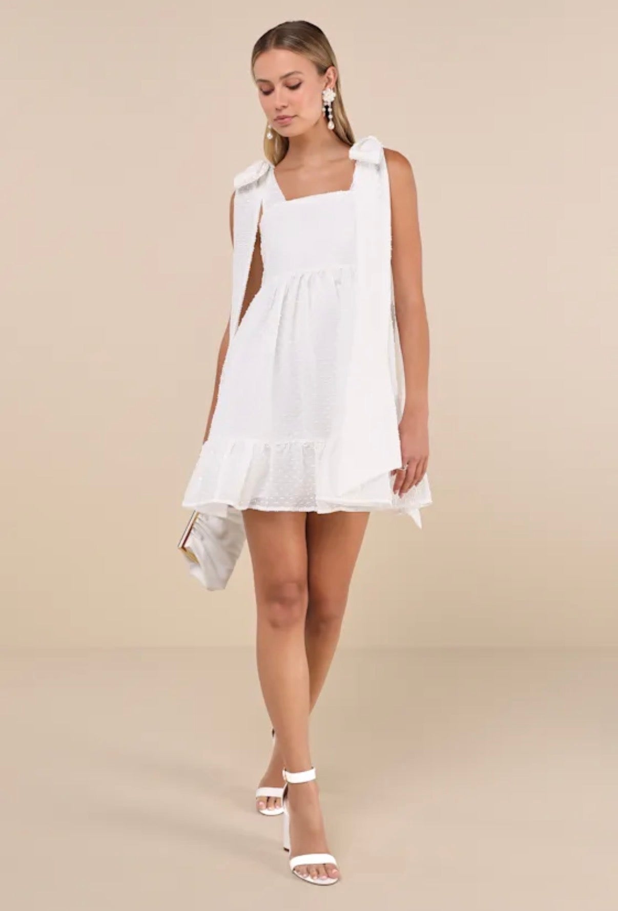 VESTIDO MINI BLANCO CON LAZOS | SISTER JANE | TALLA S