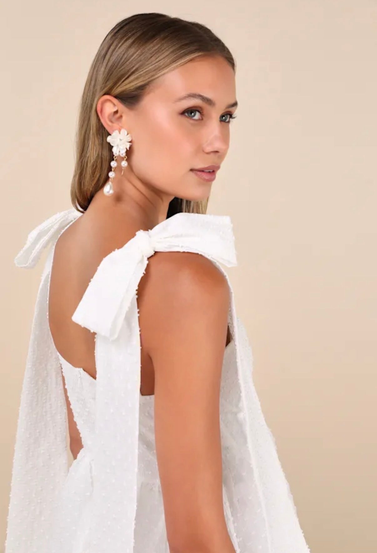 VESTIDO MINI BLANCO CON LAZOS | SISTER JANE | TALLA S
