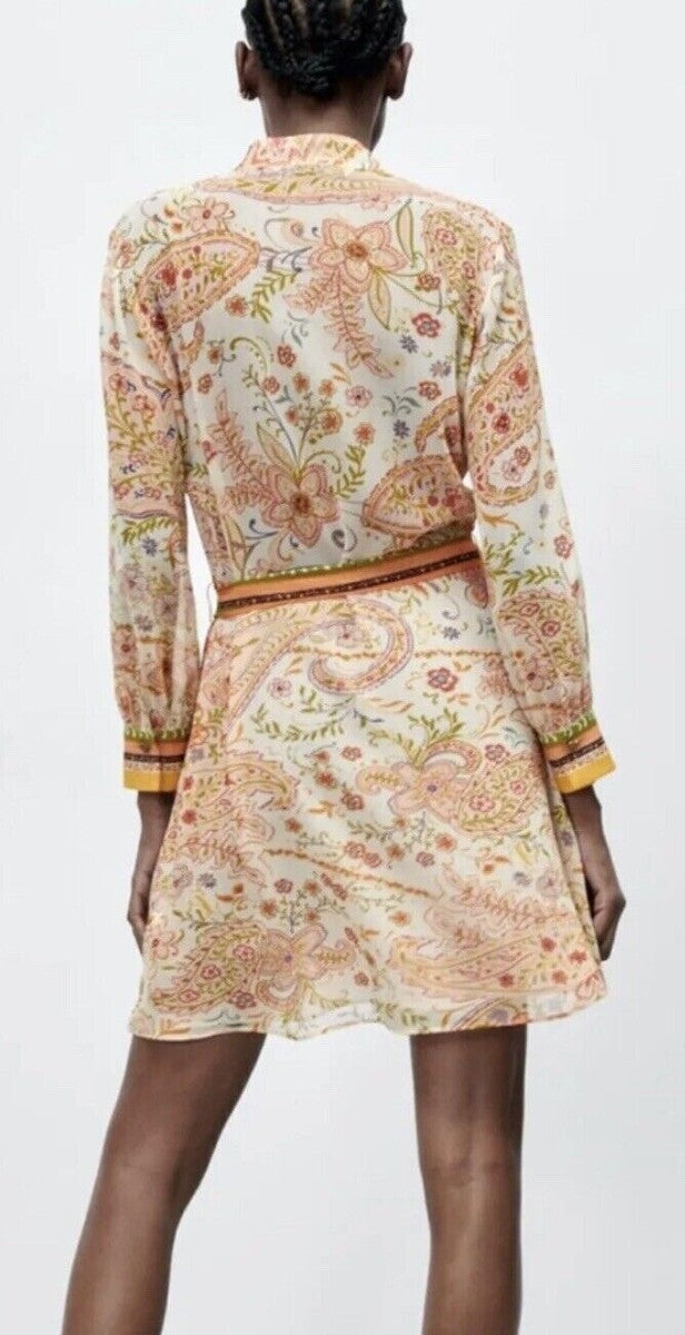 VESTIDO MINI ESTAMPADO MANGA LARGA | ZARA | TALLA M