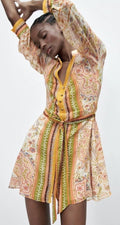 VESTIDO MINI ESTAMPADO MANGA LARGA | ZARA | TALLA M
