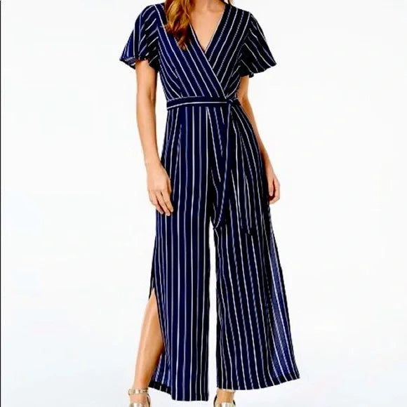 JUMPSUIT DE RAYAS AZUL MARINO Y BLANCO | MONTEAU | TALLA M