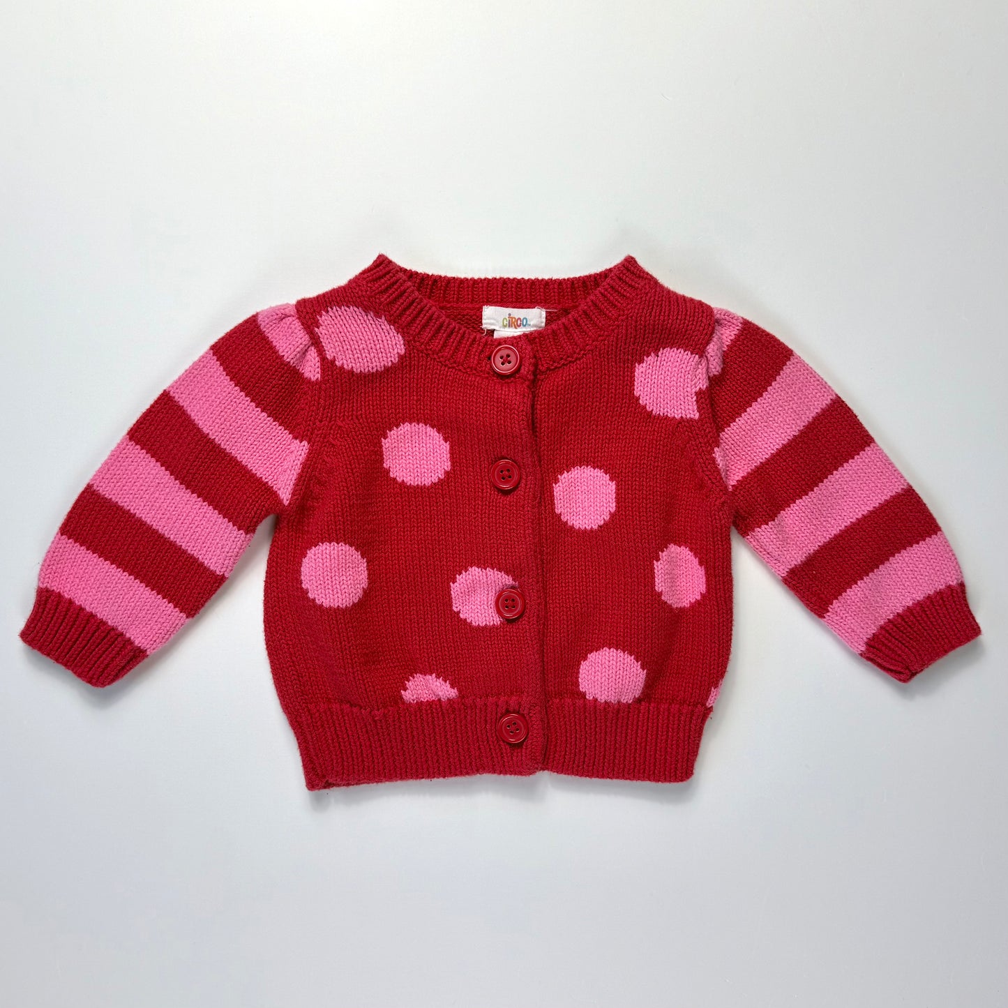 CARDIGAN ROJO Y ROSADO PARA BEBÉS | CIRCO | 6M