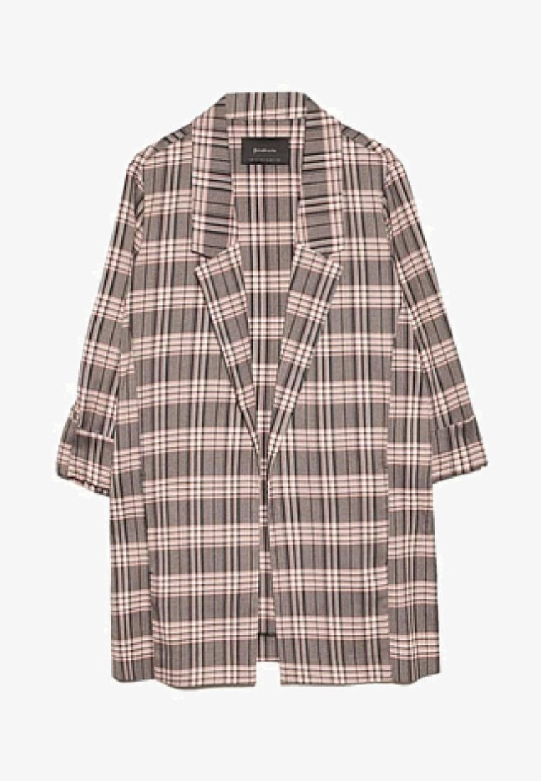 BLAZER DE CUADROS ROSA Y NEGRO DE MANGAS 3/4 | STRADIVARIUS | TALLA S
