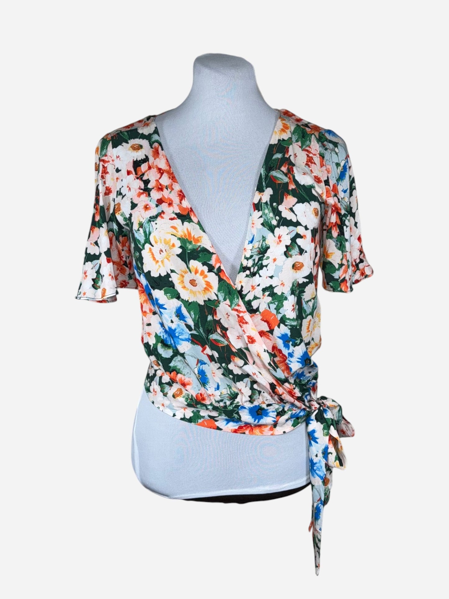 BLUSA CRUZADA CON ESTAMPADO FLORAL | ZARA | TALLA XS