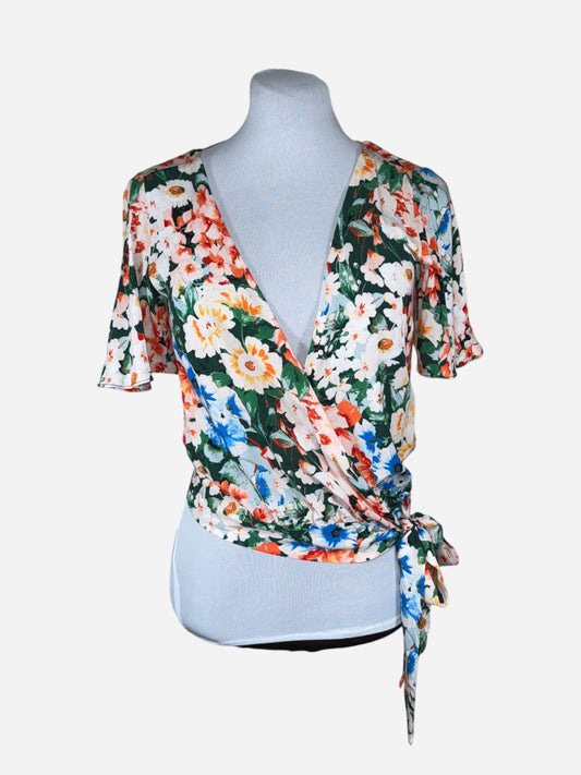 BLUSA CRUZADA CON ESTAMPADO FLORAL | ZARA | TALLA XS