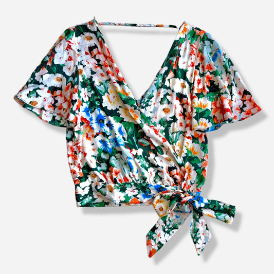 BLUSA CRUZADA ESTAMPADO FLORAL | ZARA BASIC | XS