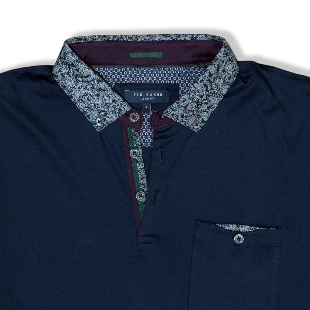 Polo azul marino con cuello estampado para hombre Ted Baker talla 4 (L), foto 2
