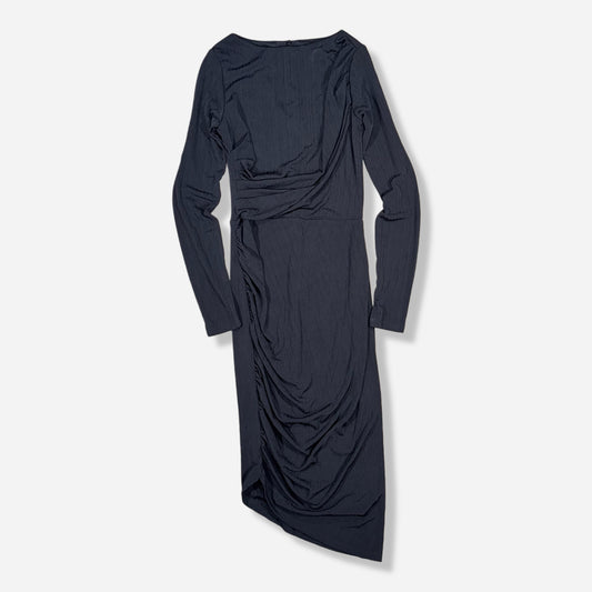 VESTIDO NEGRO DE MANGA LARGA CON CORTE ASIMÉTRICO | H&M | XS