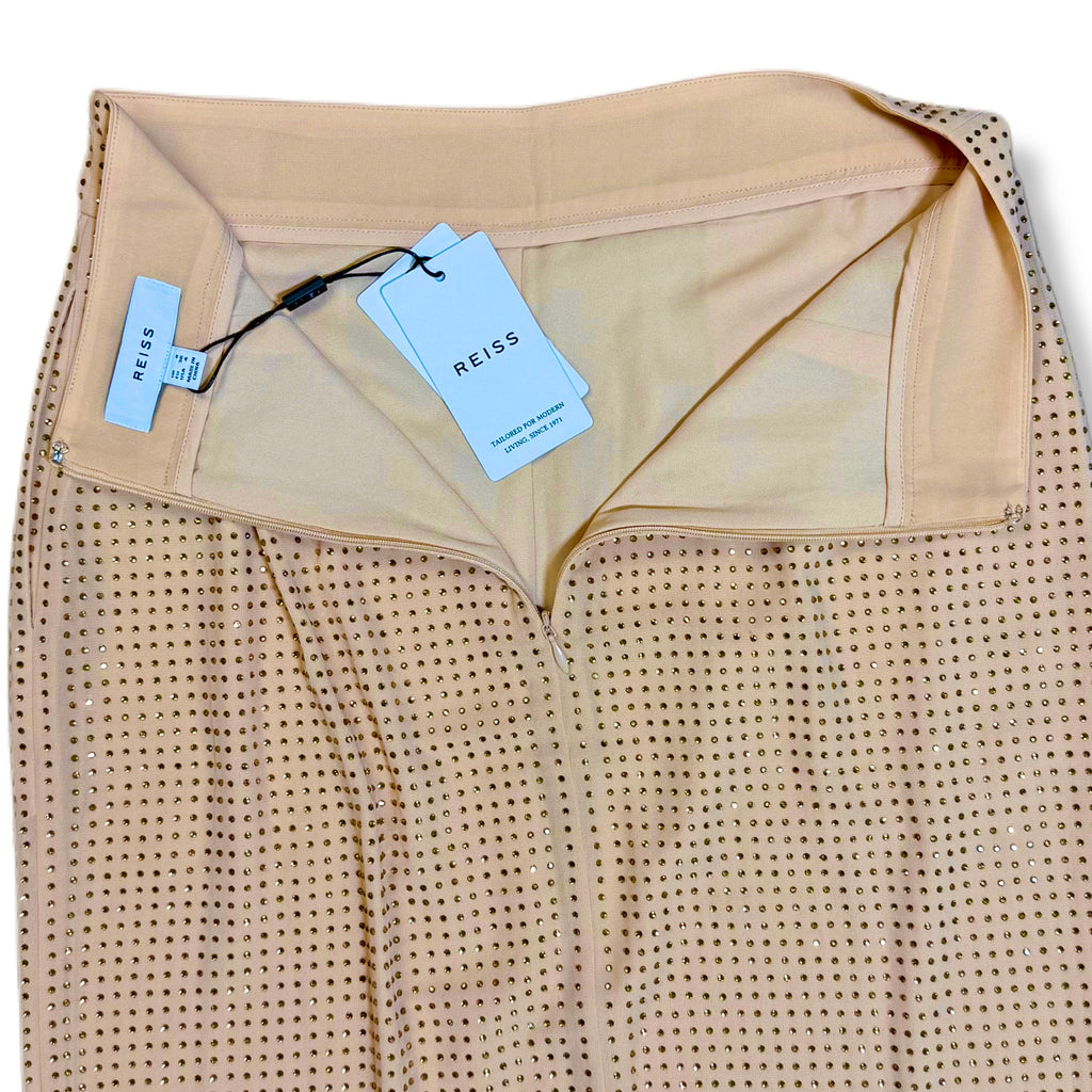 FALDA MIDI DE TIRO ALTO CON ADORNOS Y ABERTURA DELANTERA | REISS | TALLA 4