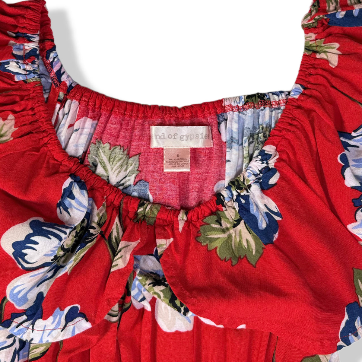 VESTIDO LARGO ROJO CON HOMBROS DESCUBIERTOS PARA MUJER | BAND OF GYPSIES | TALLA S