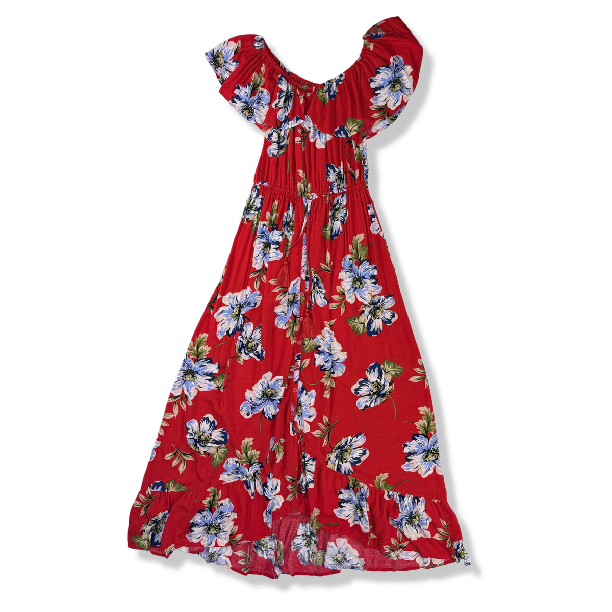 VESTIDO LARGO ROJO CON HOMBROS DESCUBIERTOS PARA MUJER | BAND OF GYPSIES | TALLA S