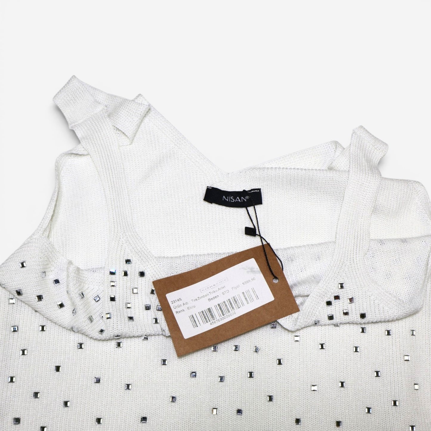 TOP BLANCO CON APLICACIONES DE CRISTAL | NISAN | TALLA S