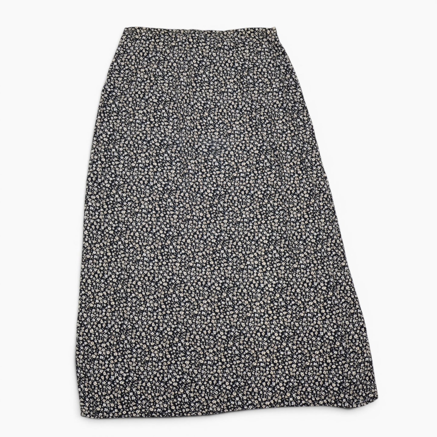 FALDA MIDI NEGRA CON ESTAMPADO DE FLORES | H&M | TALLA 4 (S)