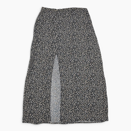 FALDA MIDI NEGRA CON ESTAMPADO DE FLORES | H&M | TALLA 4 (S)