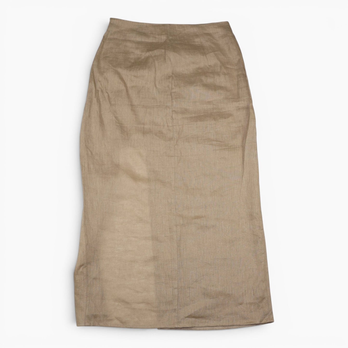 FALDA MIDI KHAKI DE LINO | ZARA | TALLA XS