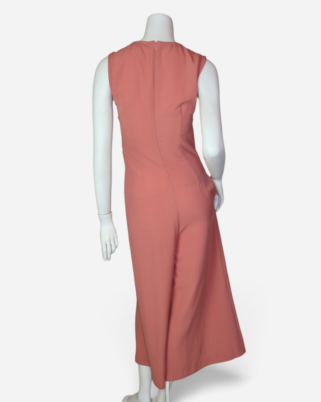 Vista trasera de jumpsuit rosado para mujer talla XS con zipper.