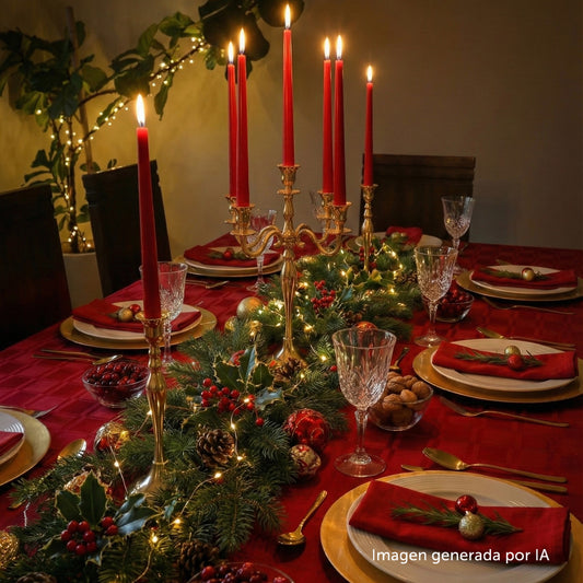 SET DE MANTEL ROJO RECTANGULAR