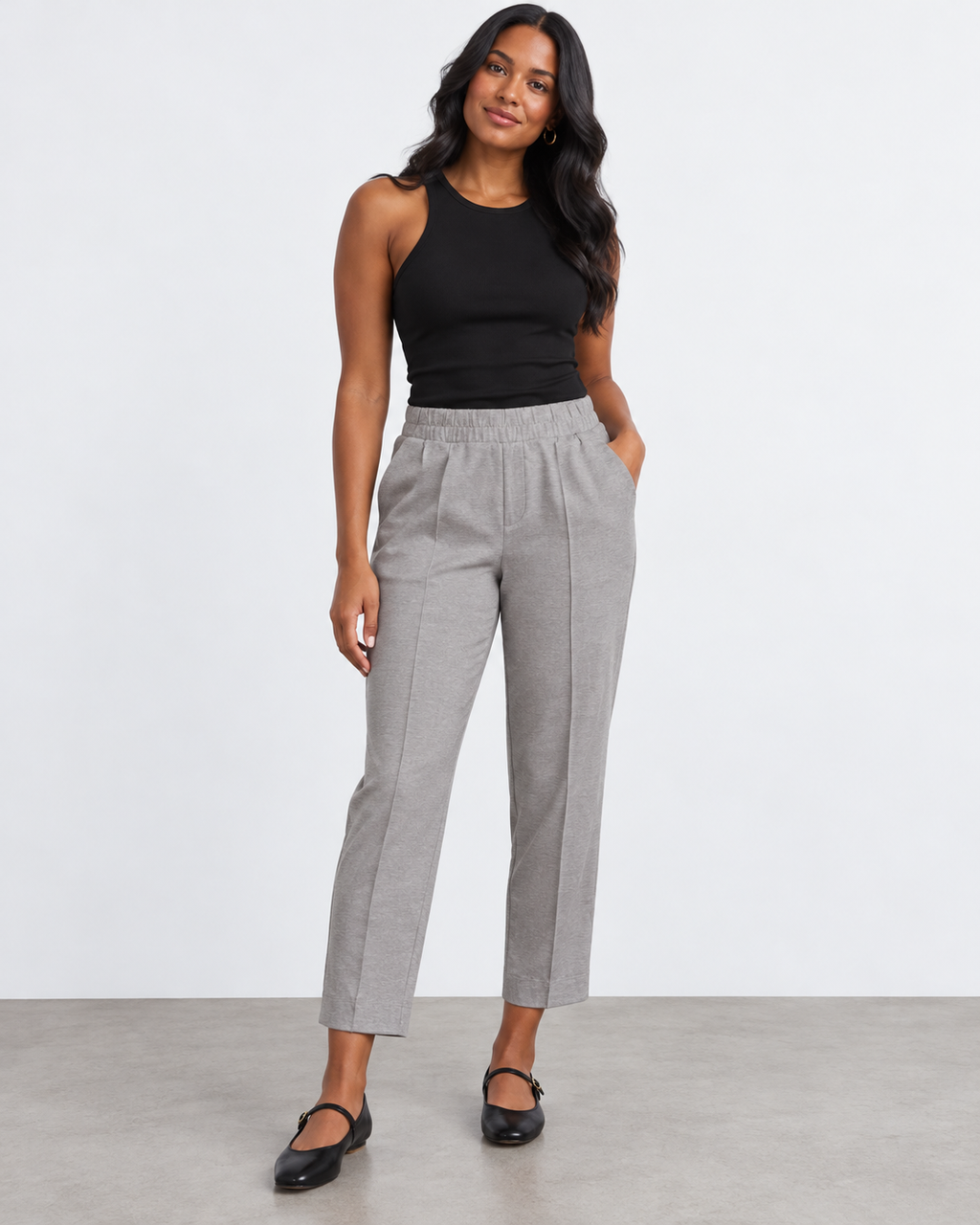 PANTALÓN JOGGER GRIS CON CINTURA ELÁSTICA PARA MUJER | A NEW DAY | TALLA S