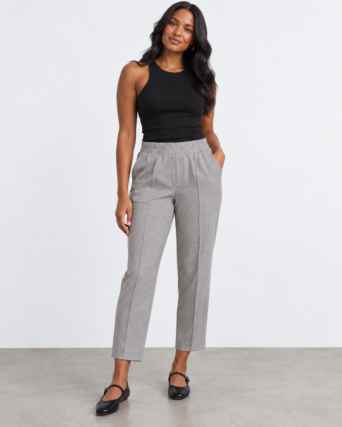 PANTALÓN JOGGER GRIS CON CINTURA ELÁSTICA PARA MUJER | A NEW DAY | TALLA S