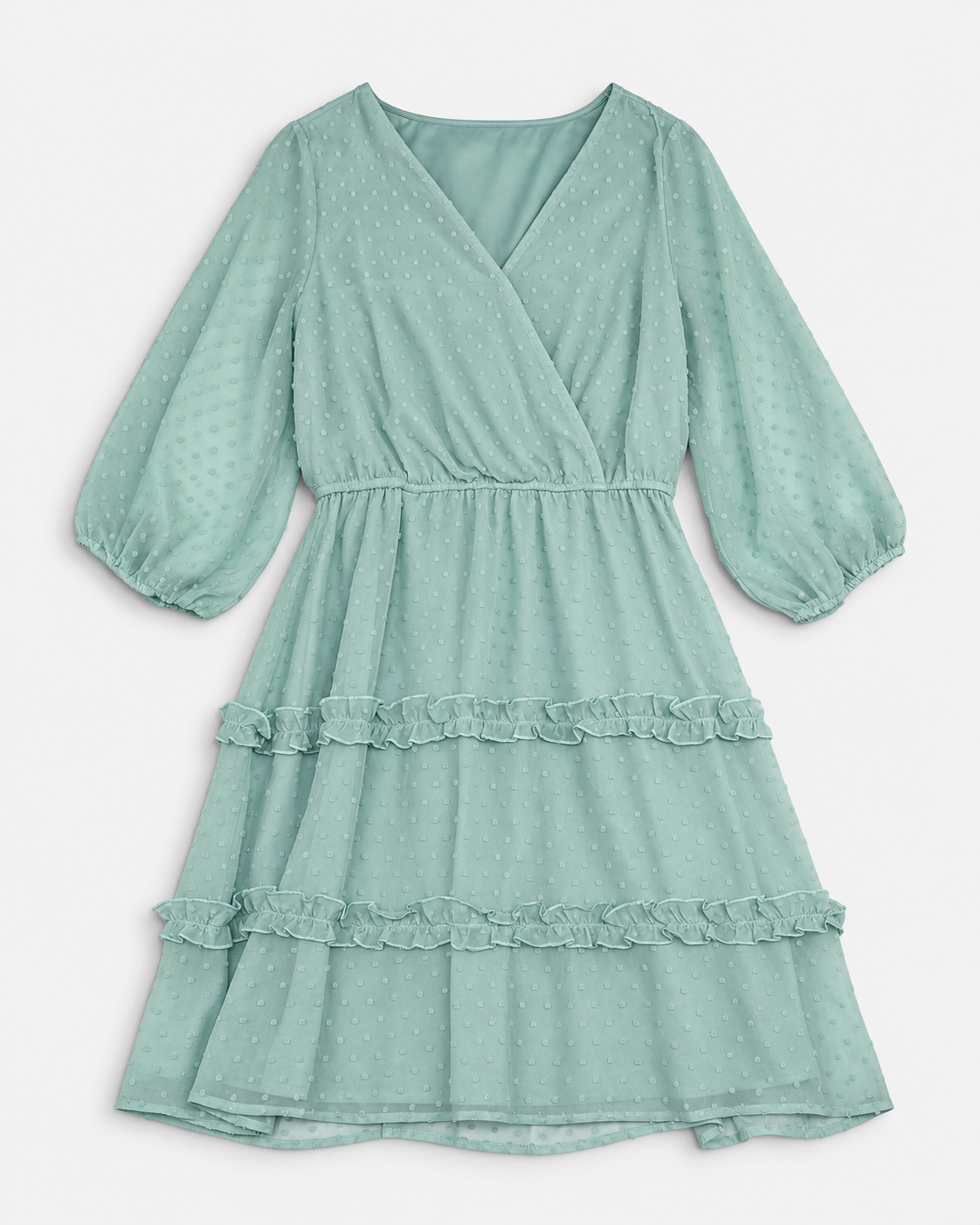 VESTIDO VERDE MENTA CON MANGAS ABULLONADAS PARA MUJER | NAIF | TALLA S