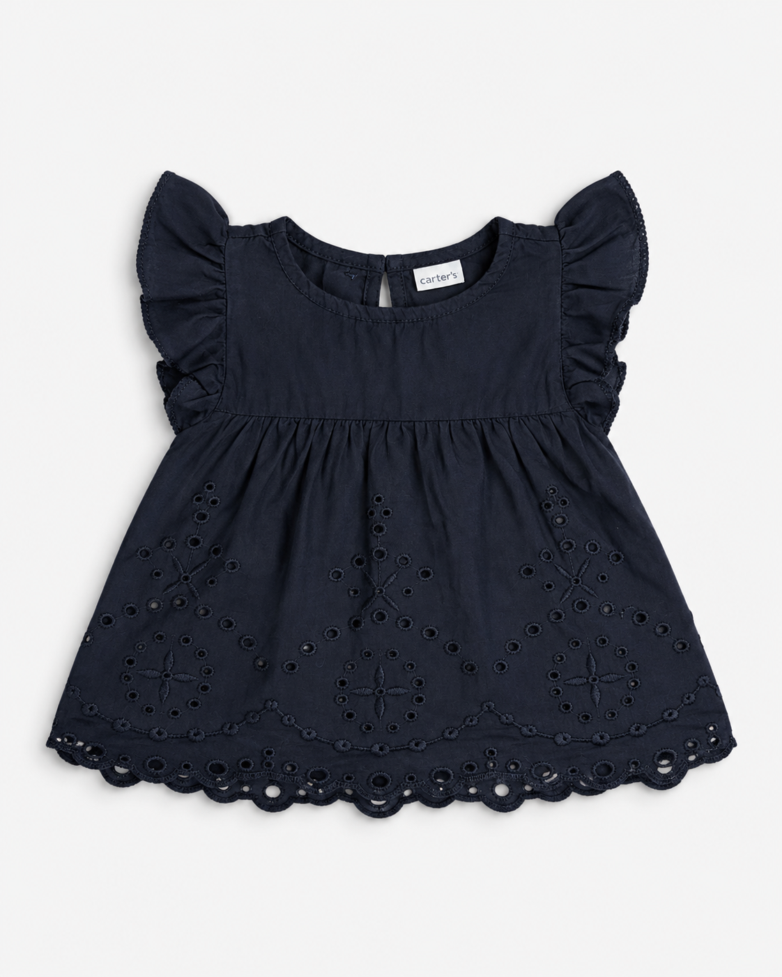 BLUSA NEGRA CON BORDADO EYELET PARA BEBÉ | CARTER'S | TALLA NB
