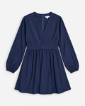 VESTIDO CORTO AZUL MARINO DE MANGAS LARGAS PARA MUJER | FASHION ON EARTH | TALLA L