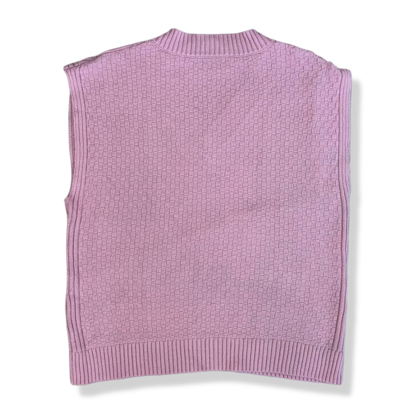CHALECO TEJIDO ROSADO CUELLO EN V | TALLA L