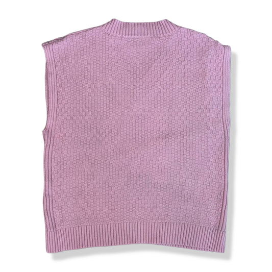 CHALECO TEJIDO ROSADO CUELLO EN V | TALLA L