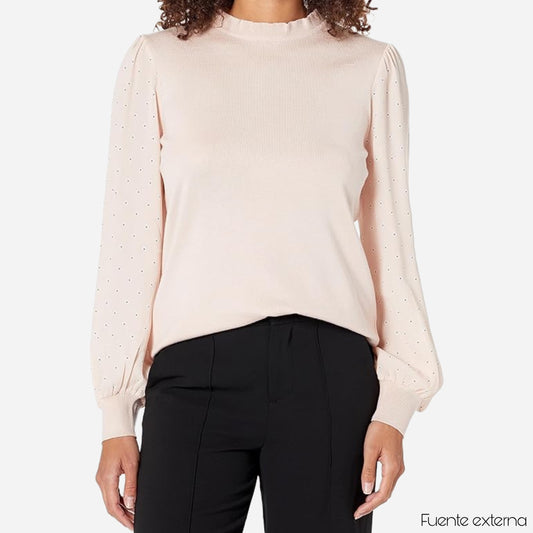 TOP CON MANGAS ESTAMPADAS CON VOLANTES | ADRIANNA PAPELL | M