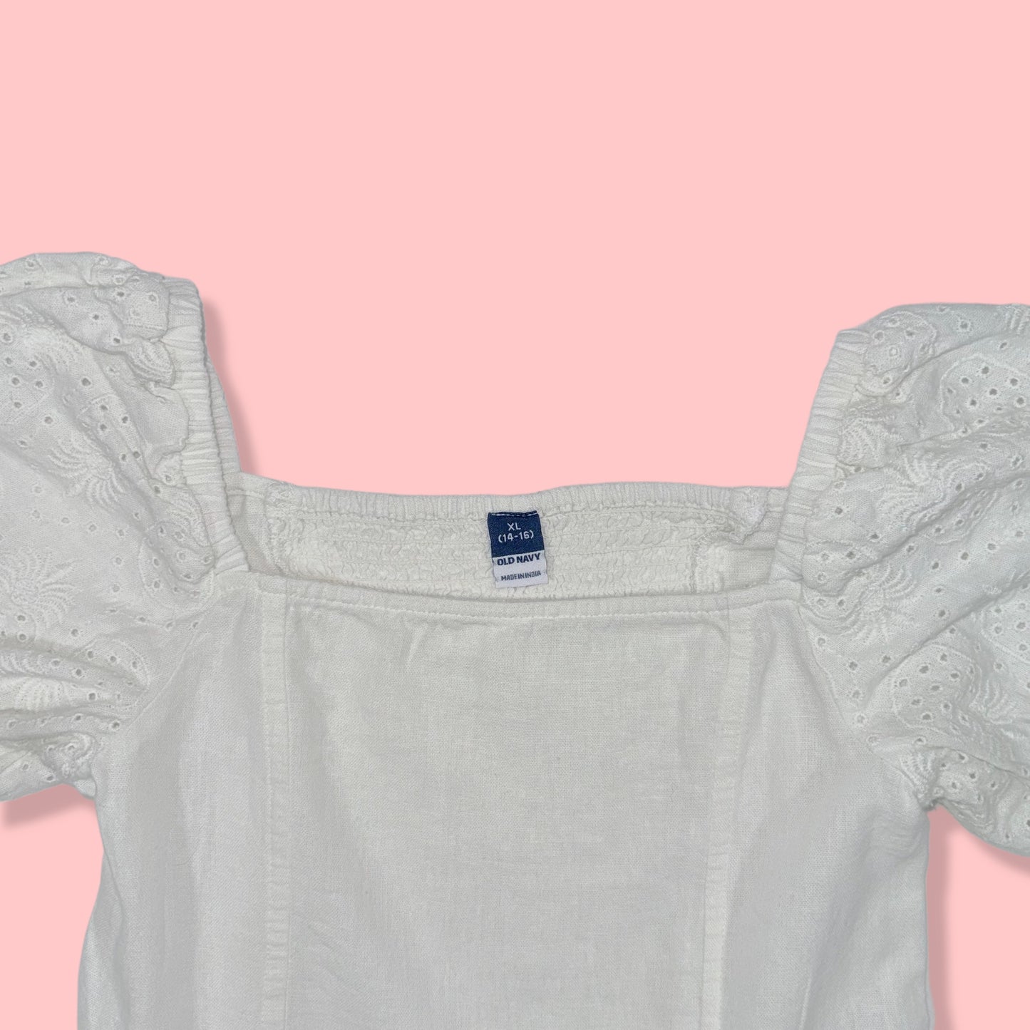 TOP DE LINO CON OJALES PARA NIÑA | OLD NAVY | XL (14/16)
